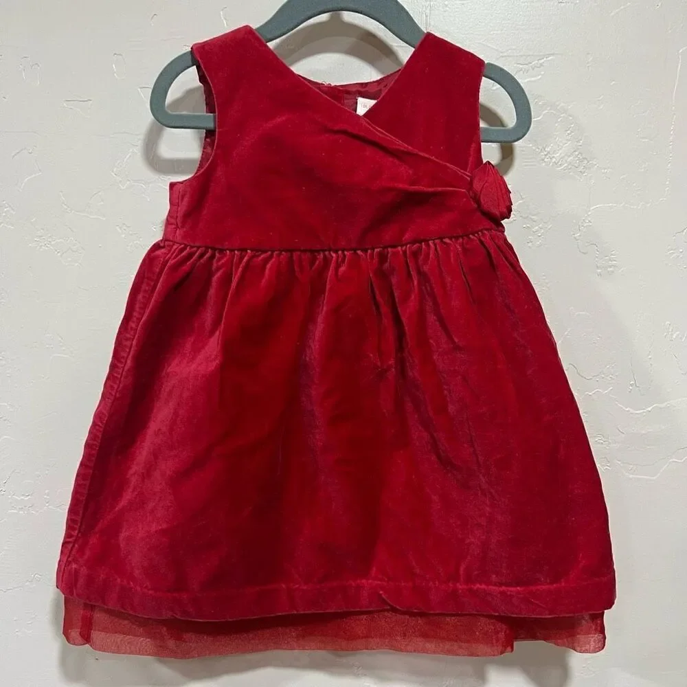 Old Navy Baby Girl Red Velvet Dress 18-24mo